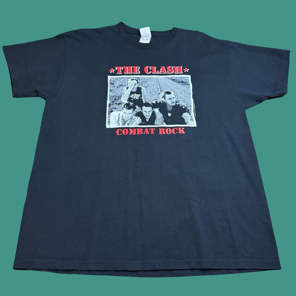 2002 The Clash Combat Rock T Shirt XL Black Cotton Band Punk Rock Vintage Y2K